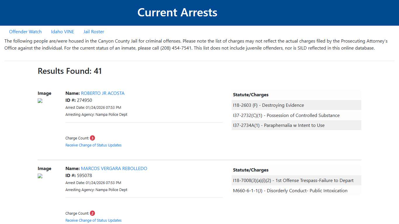 Current Arrests